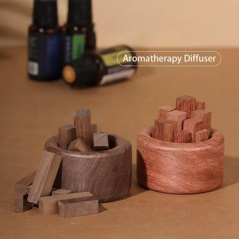 Wood Aromatherapy Natural Wood Diffuser Suitable for Home Car Round Design Decorative Dashboard Suitable for Office Desktop