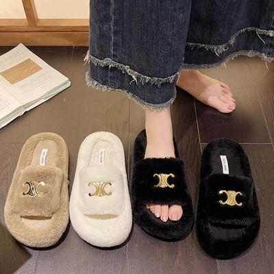 Тапочки Mao Mao женские 2025 новые осенне-зимние для работы, односимвольные хлопковые тапочки с открытым носком, универсальные, сохраняющие тепло, на одной педали