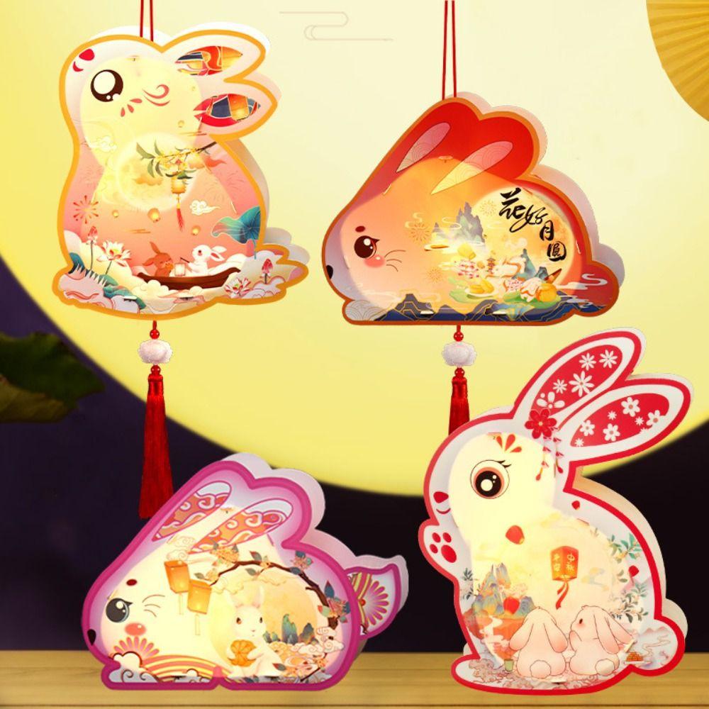 Светящийся ручной фонарь-кролик, набор материалов для изготовления фонаря своими руками, светящийся фонарь-кролик, реквизит