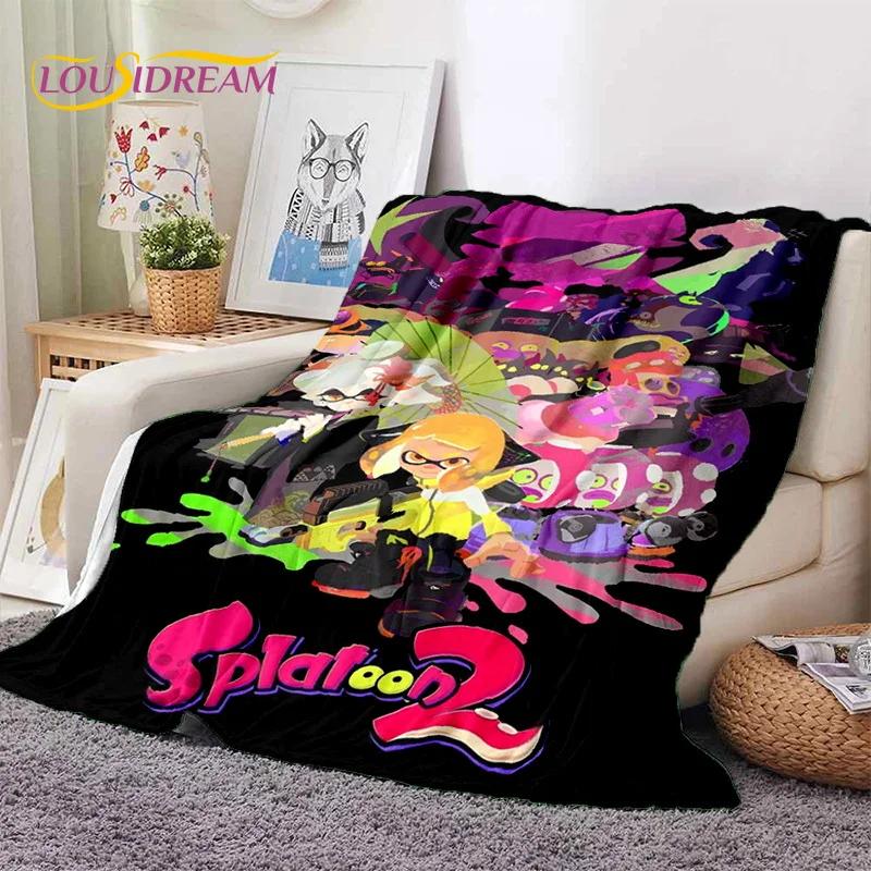 Splatoon3 PC Игрок Мультяшная Игра Мягкие Одеяла, Теплое Плед-Покрывало Уютное Одеяло для Пикника Кроватей Дивана Дома Спальни Подарок