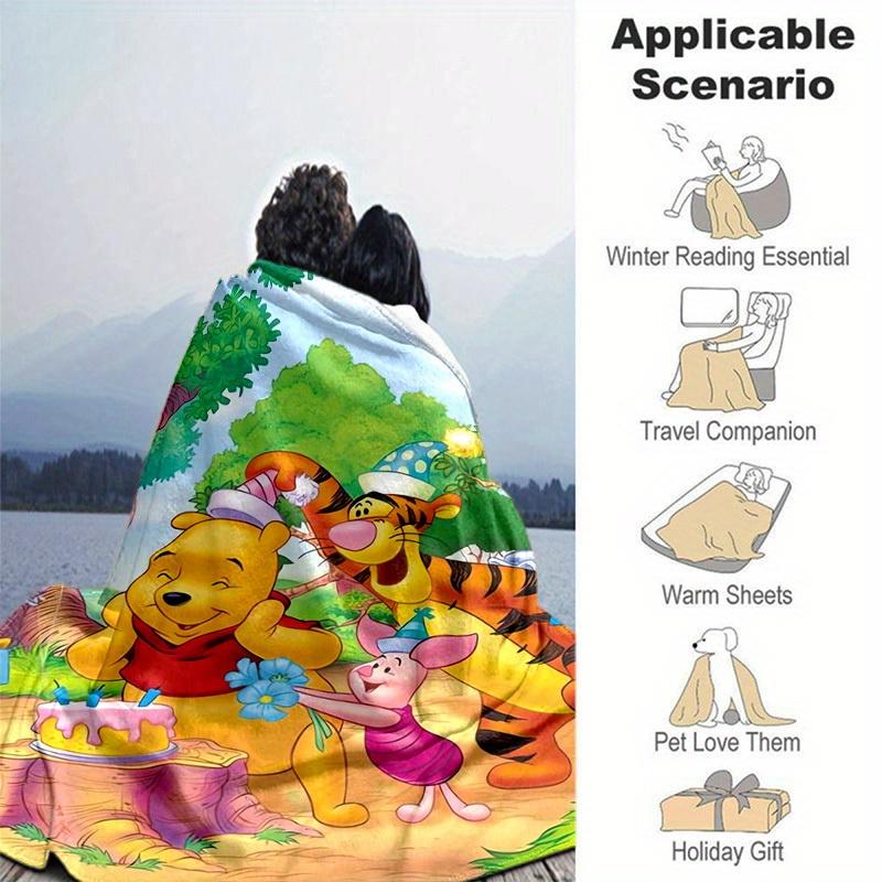 1pc. Cartoon Winnie The Pooh Tiger Piglet Blanket, Seasonal Home Decorative Throw for All Seasons, Cute Gift Idea for friends,Soft Flannel T