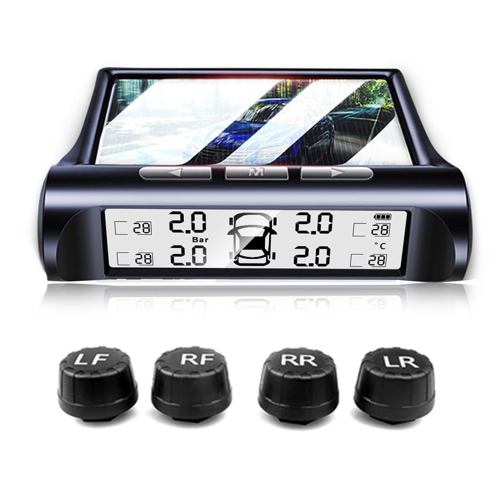 Солнечная энергия TPMS автомобильный монитор давления в шинах интеллектуальная автоматическая охранная сигнализация цифровое предупреждение о давлении в шинах температура
