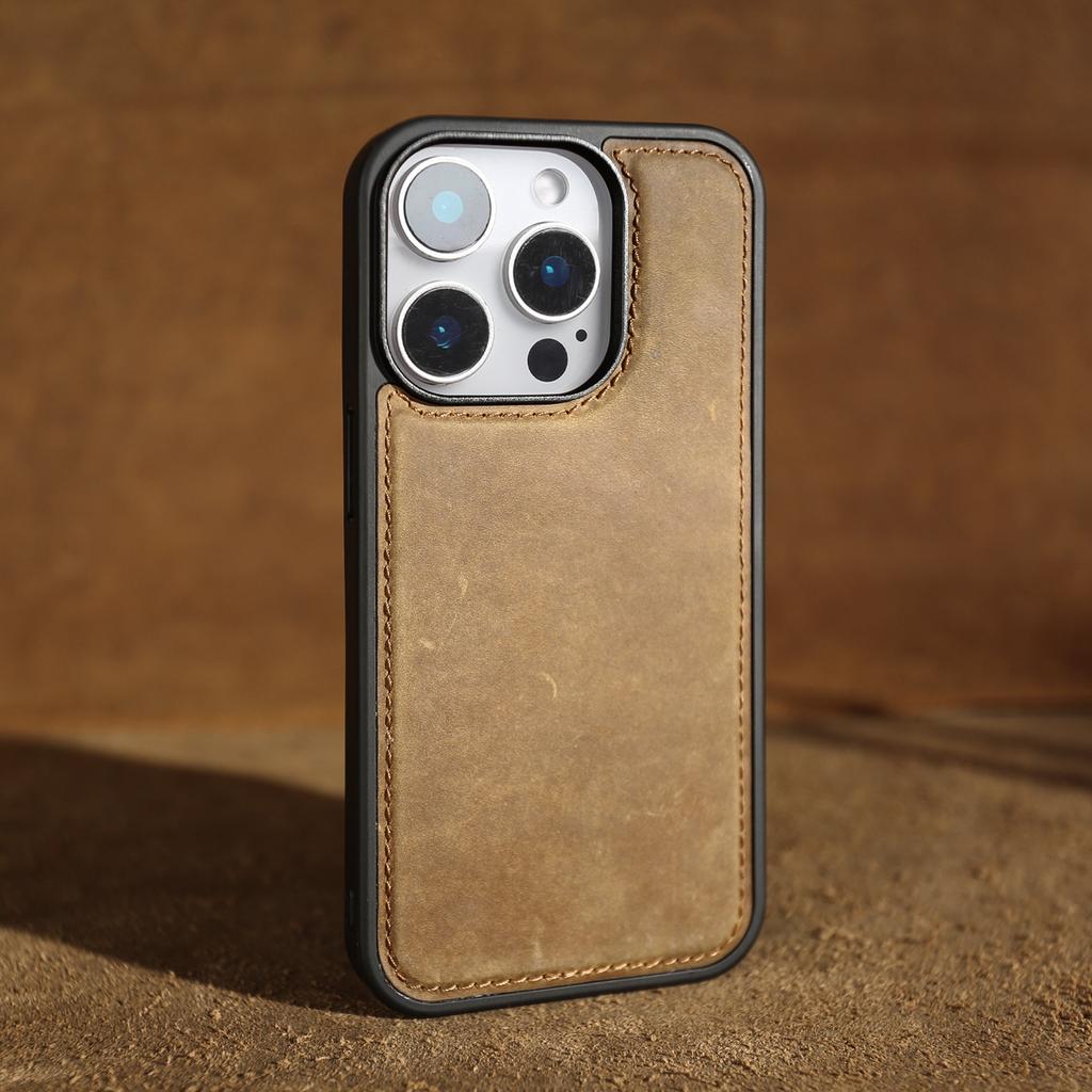 Ретро Чехол из натуральной кожи с узором Crazy Horse для iPhone 16 Pro Max 15 14 13 12 11 Роскошная задняя крышка из коровьей кожи Защитный чехол