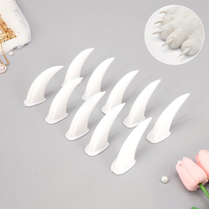 3D Printed Fursuit Paw Claws Kigurumi Realistic Fursona Costumes Adult Size Black White Set Of 10