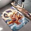 Fiery Anime Warrior Carpet suitable as a non-slip mat for the living room or bedroom sofa