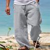 Men's Beach Pants Drawstring Elastic Waist Straight Solid Color Comfortable Casual Daily Resort Trousers