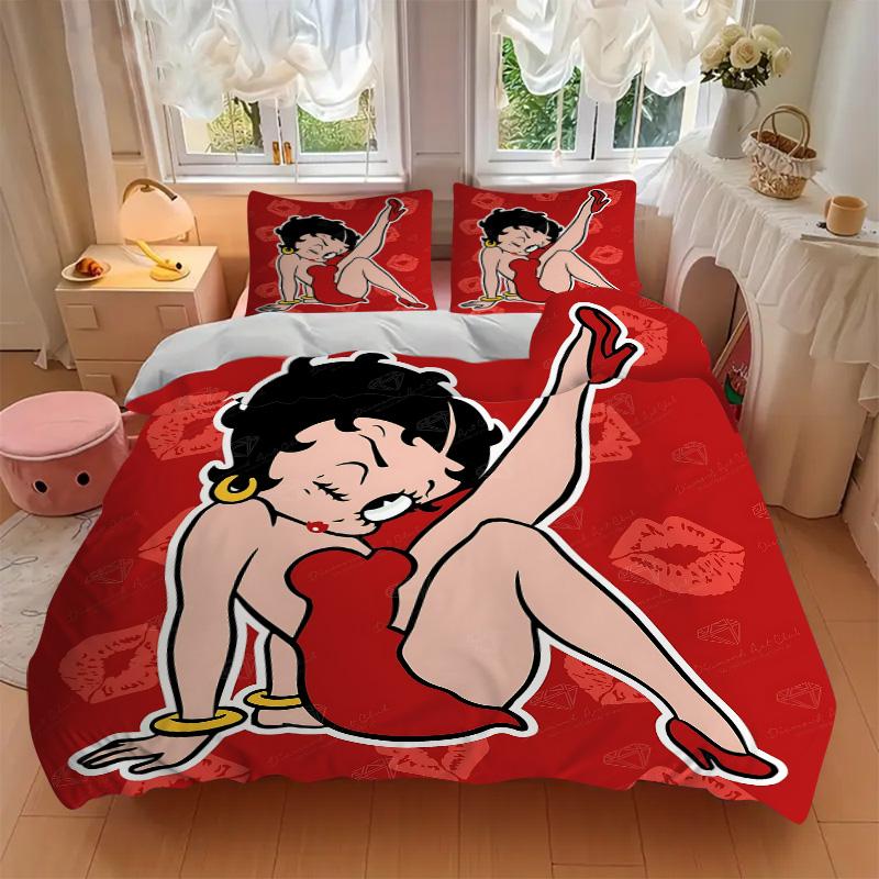 Betty Boop Dress Print 3Pcs Bedding Setduvet Cover With 2 Bedropillowcase Home Birthday Gift