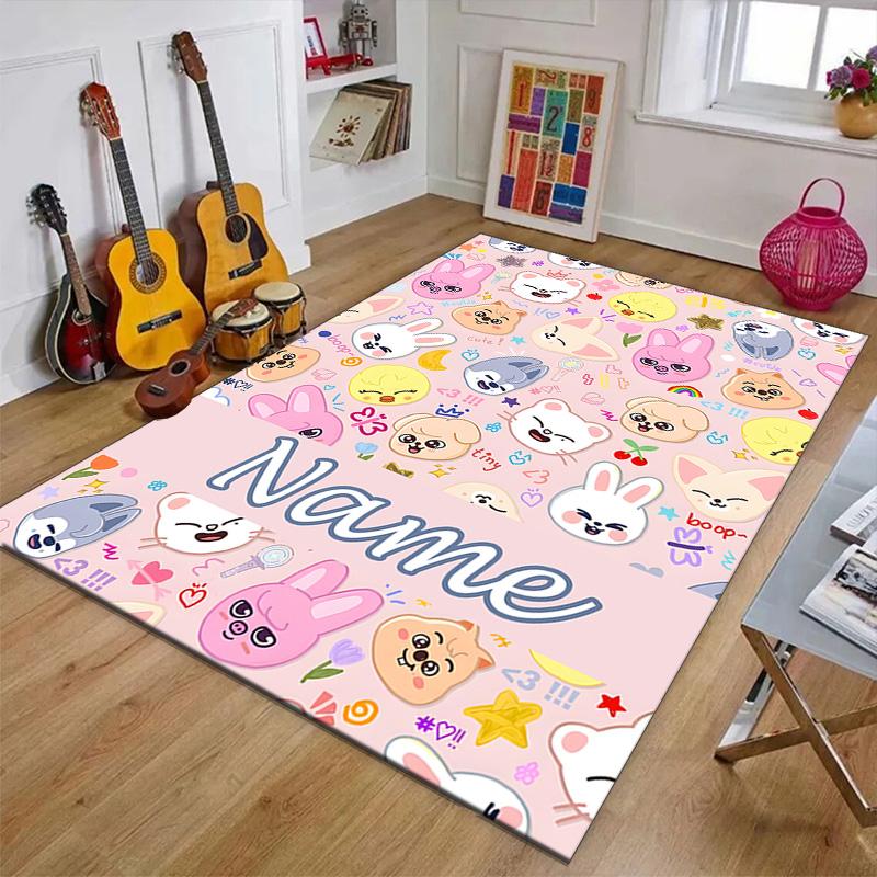 Custom Kpop Team Mat Personalized Name, Polyester Washable Indoor Entryway Rug, Gift for Christmas, Easter, Thanksgiving Day