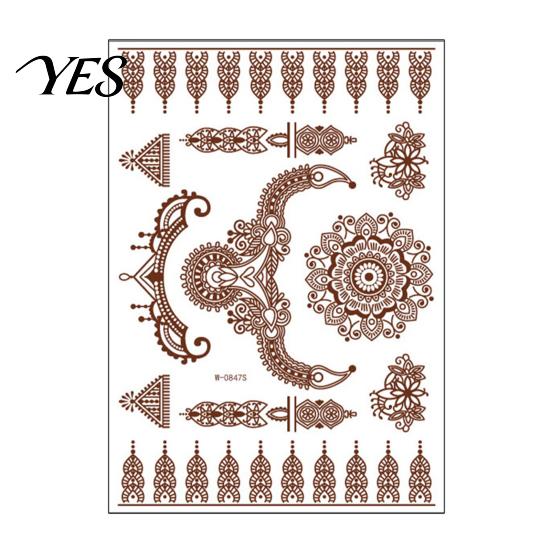 Event Makeup Tattoos Henna Tattoo Stickers, Red Brown Waterproof Lace Temporary Tattoos, Fake Body Indian Mehndi Art for Women Girls, Festival Family