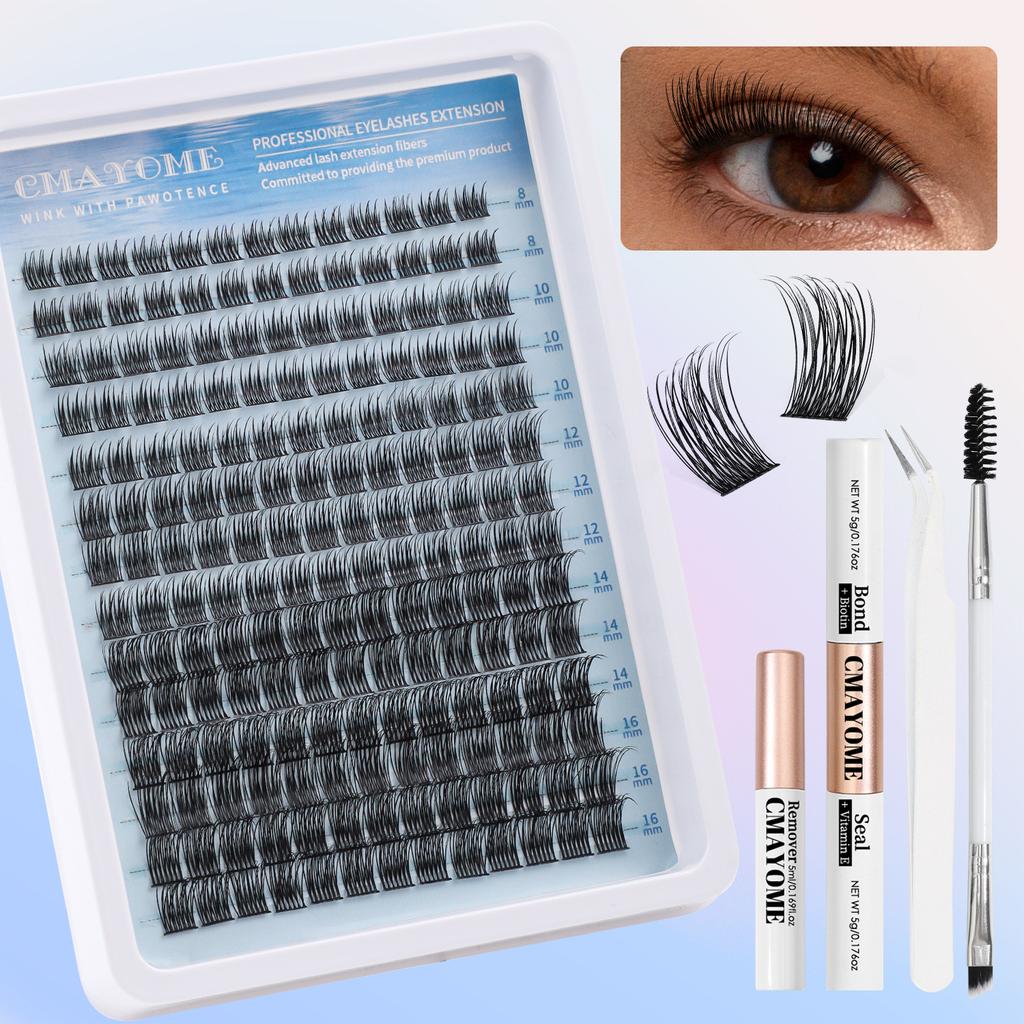 Single Cluster C Curved Multi-Hair False Eyelash Set 8-18Mmdiy Segmented Grafting Thick Eyelashes