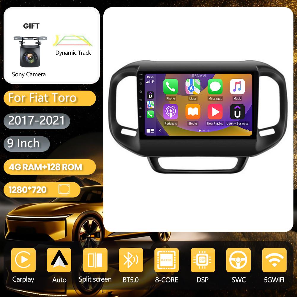 Android 16 pour FIAT Toro 2017 - 2020 Carplay Auto Autoradio BT Lecteur multimédia GPS Écran QLED 2K Contrôle par application au volant