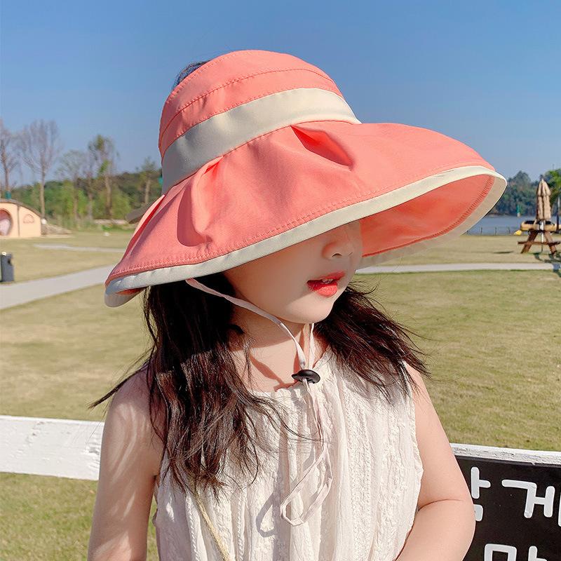 Kids Spring Summer Visor Sun Hat Large Brim UV Protection Cap for Students Outdoor Beach Shade