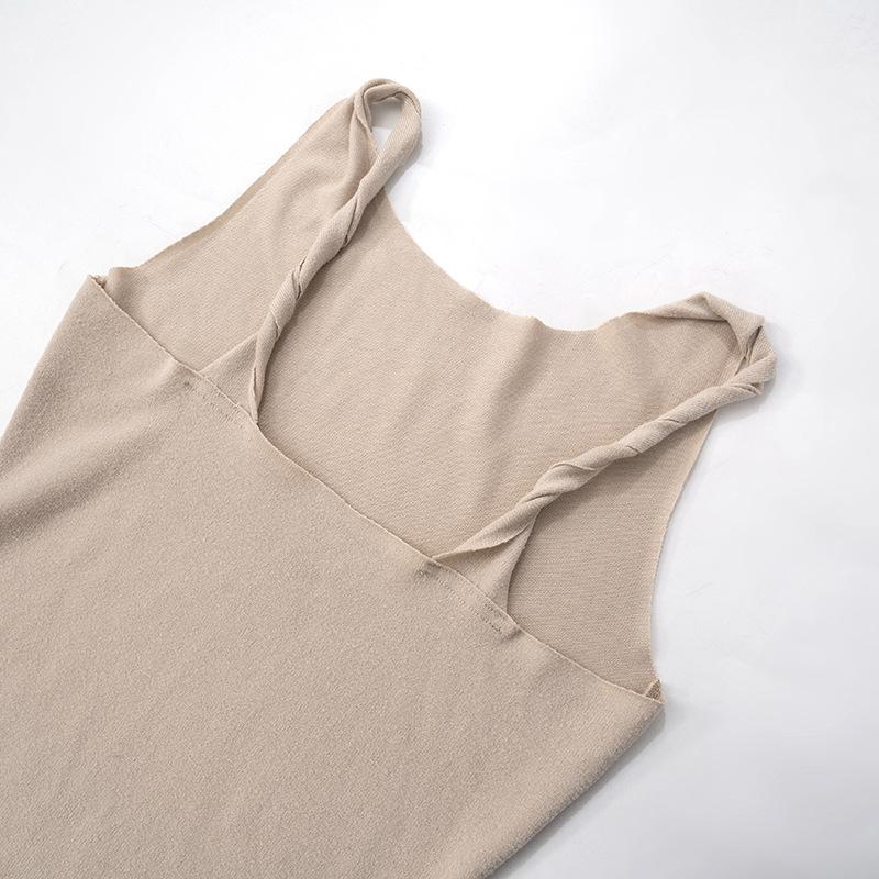 GMXIA Женское весенне-летнее однотонное платье без рукавов на бретелях с перекрутом, сексуальное платье в обтяжку бедер