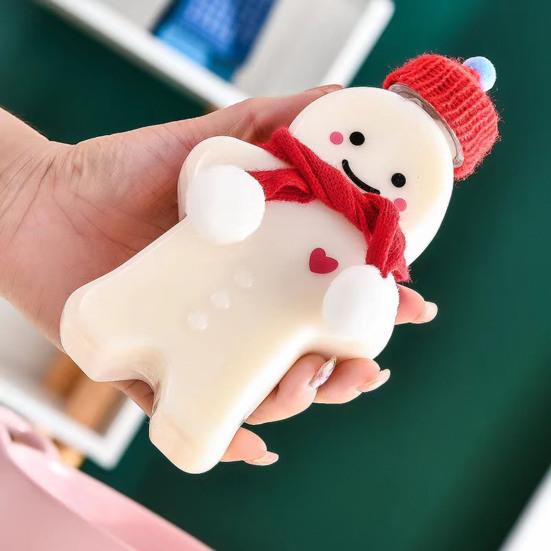 Gingerbread Man Drink Bottles with Lid 400ml Reusable Christmas Beverage Container for Milk Juice Tea Coffee DIY Festive Gifts