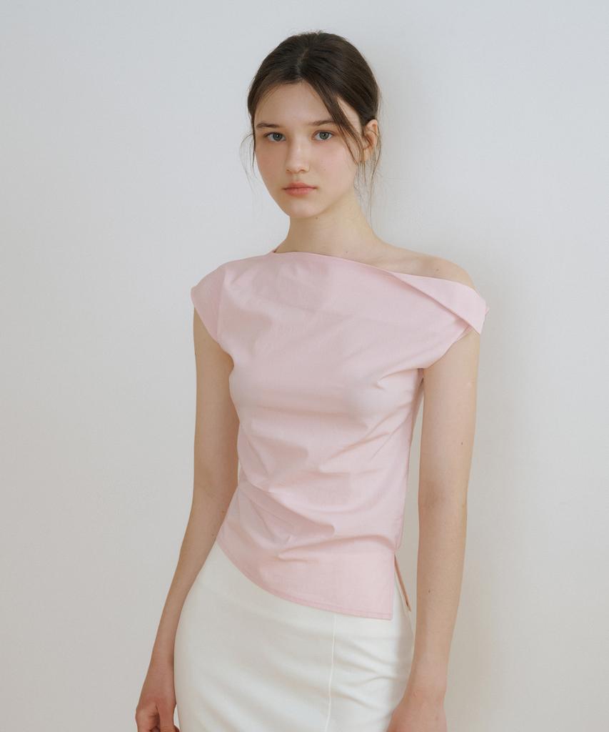 REORG Ce One Shoulder Blouse Baby Pink