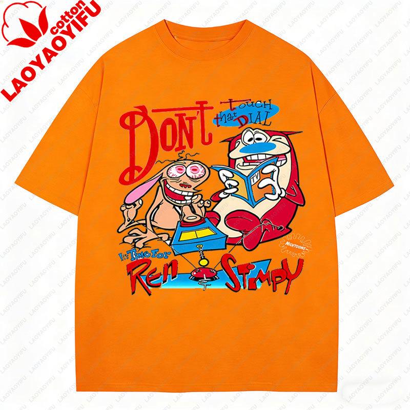 The Ren Stimpy Tshirt 90s Retro Nickelodeon Comedy Vintage Cotton Graphic Short Sleeve Tshirts Funny Cartoon Theme Y2k Tops