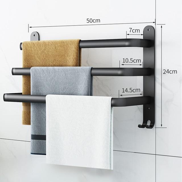 Bathroom Towel Rack 3 Layers Drill Towel Holder Shower Rack Aluminum Alloy Storage Shelf Bathroom