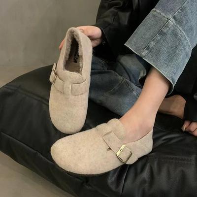 Ретро бархатные туфли женские туфли 2025 новые осень и зима корейская версия туфли Доудоу бархатные термохлопковые одинарные туфли