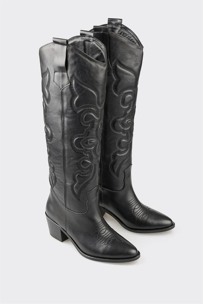 Женские современные стильные модные сапоги, ботинки из натуральной кожи, черные кожаные сапоги