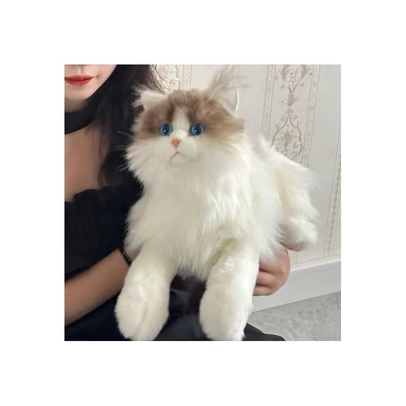 Cute Realistic Cat Plush Toy Fluffy Kitten Soft Stuffed Animal For Children