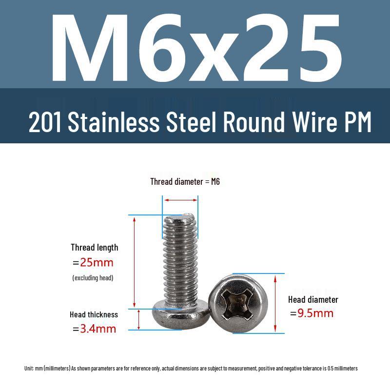 Yigu Yigu Stainless Steel Phillips Round Head Machine Screws M2-M8