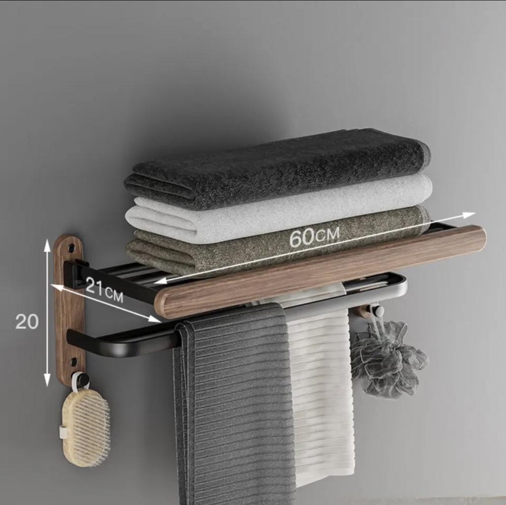 Nordic solid wood Light Luxury Towel Rack Bathroom Towel Set Перфорированная настенная полка для полотенец Аксессуары для ванной комнаты