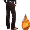 Autumn Winter Velvet Corduroy Pants Men Business Casual Pants Loose Elastic Middle-aged Straight Fleece Thick Corduroy Trousers