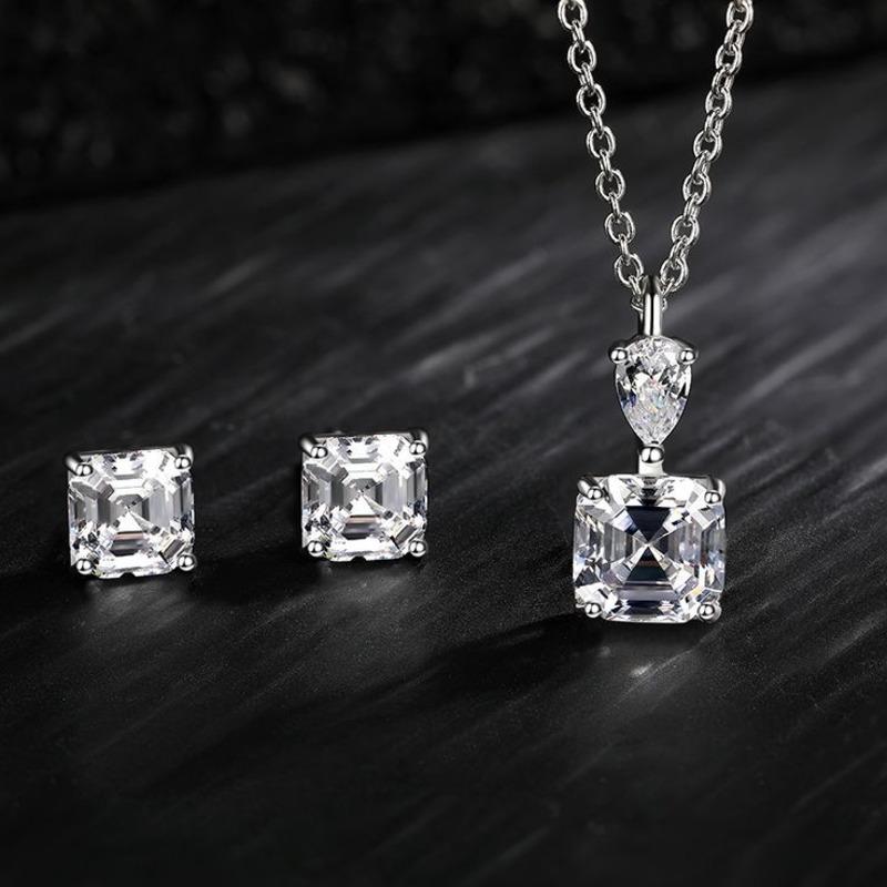 Gica Gema 925 Sterling Silver 7 * 7 Square Morsonite Classic Hot Selling Stud Earrings For Women Fine Temperament Jewelry Gift To Mother's Day