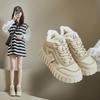 2024 Women's Korean High-Top White Winter Sneakers, Thick-Soled and Warm for Students, Style XX-12261-1
