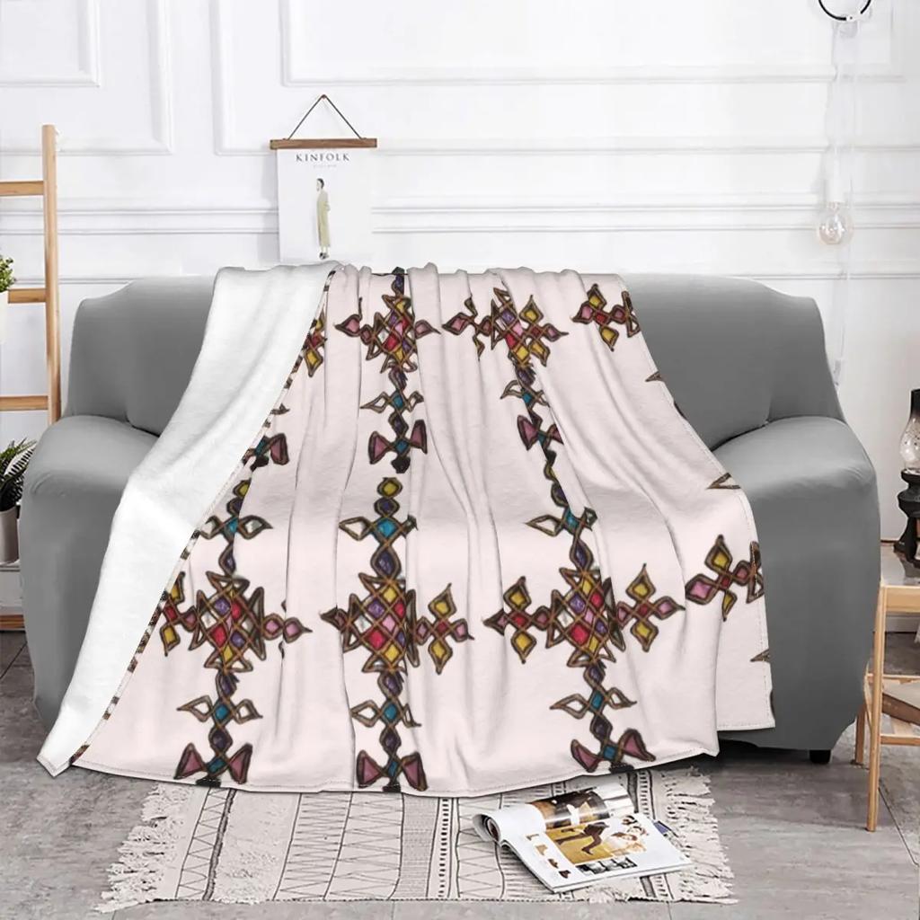 Африканское искусство Эфиопский крест Одеяло Фланель Всесезонное Розовое Портативное Тонкое Плед для Постельных принадлежностей Офиса Плюшевое Тонкое Одеяло