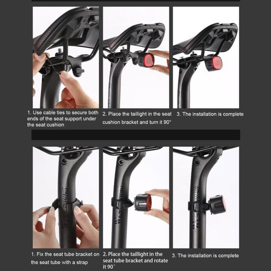 Rechargeable Simple Installation Smart Automatic LED Brake Detection Cycling Bike Tail