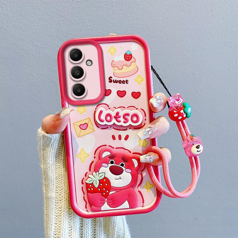 KEYSION Противоударный чехол для Samsung S24 Ultra S24+ S24 FE со шнурком Силиконовый 3D мультяшный чехол для телефона куклы для Galaxy S23 Ultra