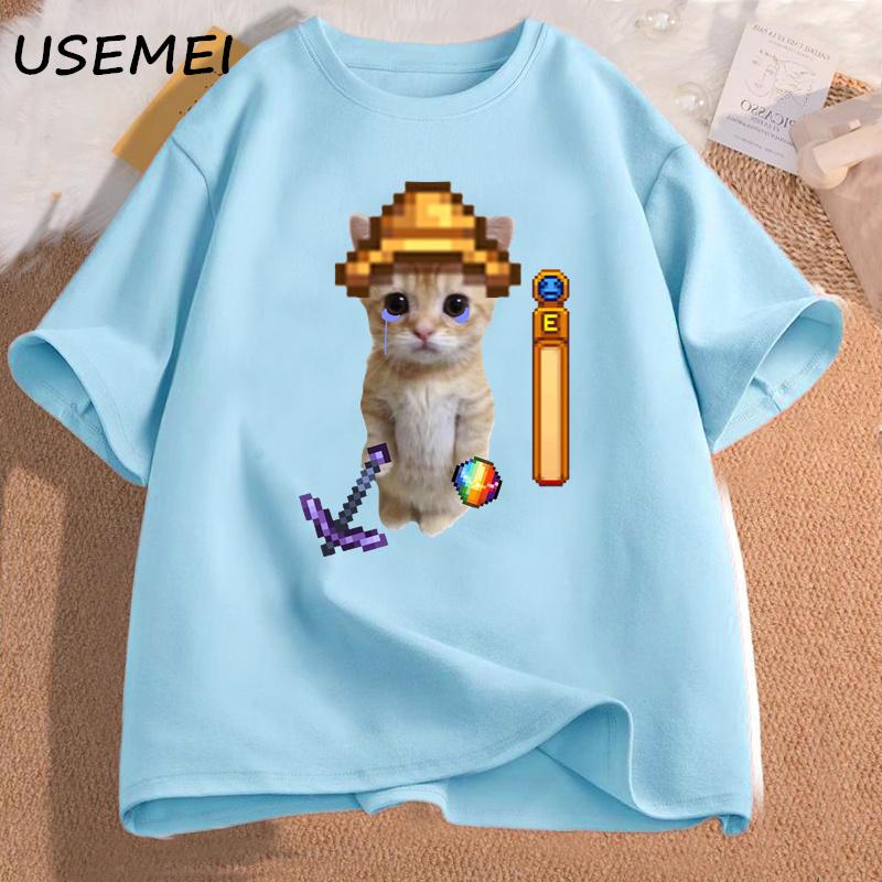 Stardew Valley El Gato T Shirt Unisexs Clothes Streetwear High Quality Cotton Short Sleeve Game Graphic T Shirts Streetwear Tees