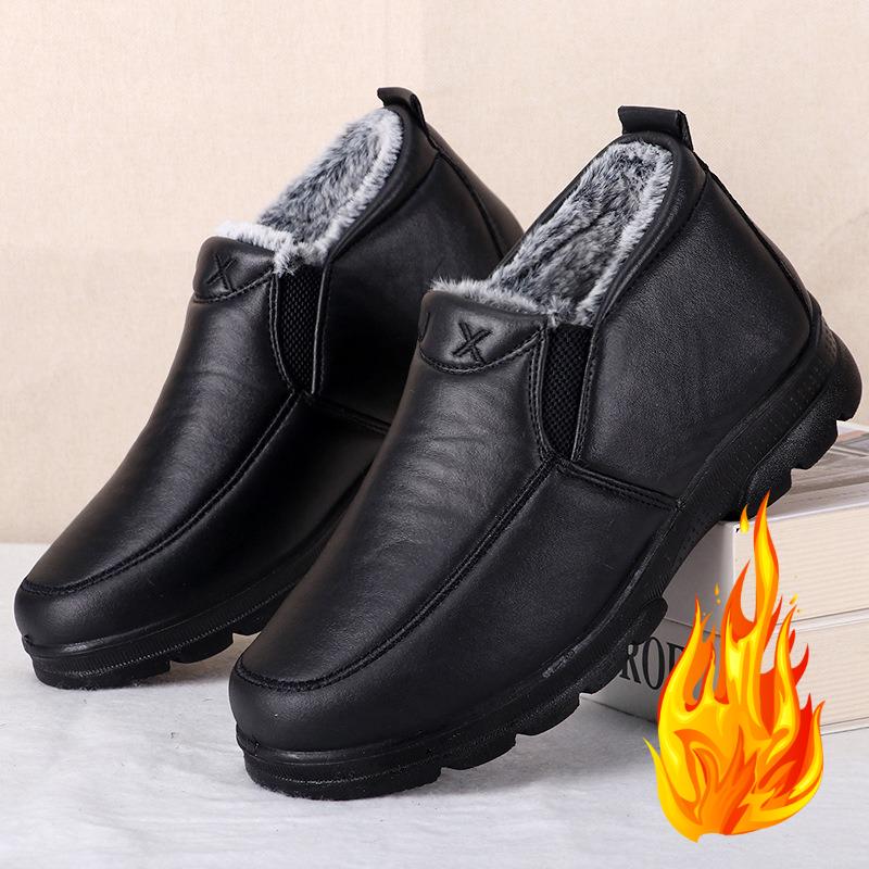 Winter Men's Ankle Boots Plush Warm Anti Slip Waterproof Cotton Shoes Comfortable Lightweight Outdoor Men Shoes