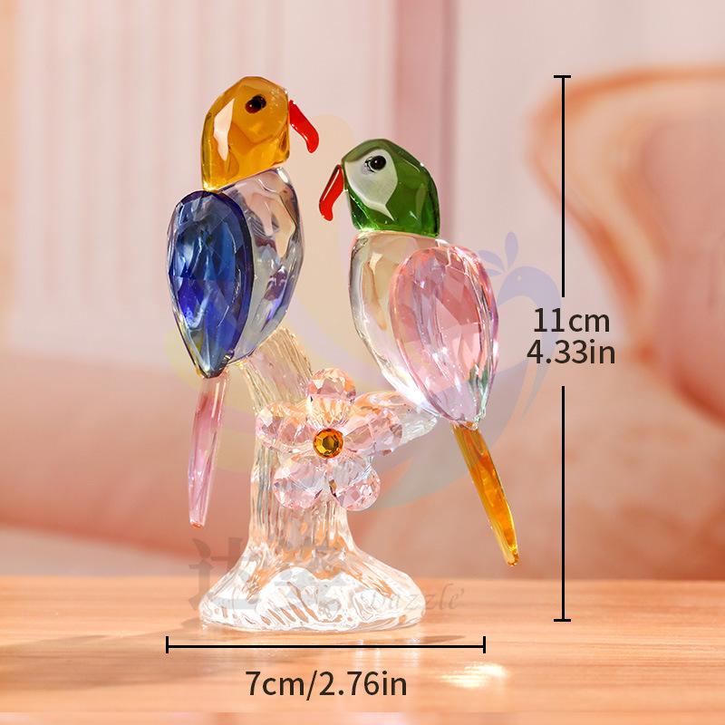 Exquisite Crystal Parrot Figurine, Beautiful Crystal Craft, Crystal Decorative Ornament, Sunlight Catching Ornament Home Desktop Decor Birthday Gift