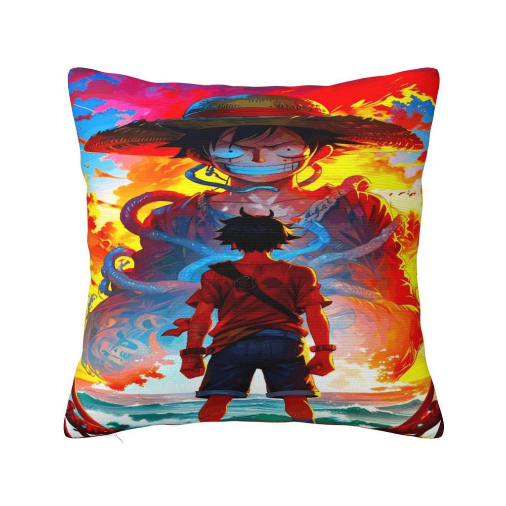 Japanese Adventure One Anime Piece-E Luffy Pillow Case Cushion Cover Pillow Cover Retro Trendy Pillowcases Sofa Home Decoration