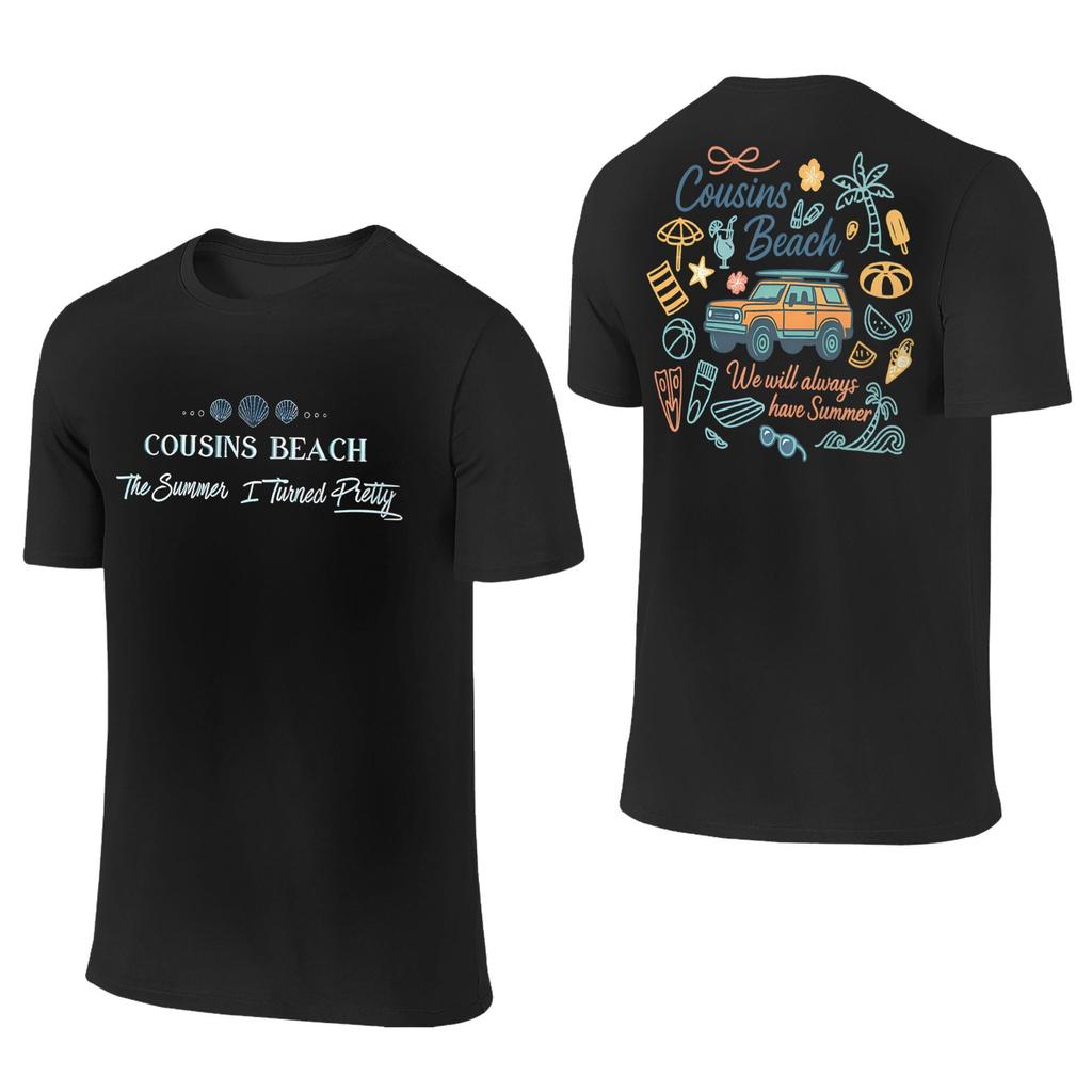 Summer I Turned Pretty Cousins Beach T-Shirt Round Collar Pure Cotton T Shirt Short Sleeve Tees 2-sided Plus Size Clothing