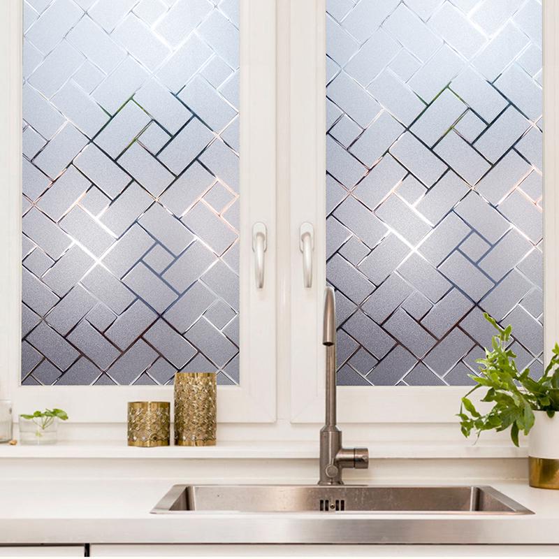 Прямоугольная электростатическая стеклянная паста Бесклеевая оконная пленка Съемные стеклянные оконные решетки