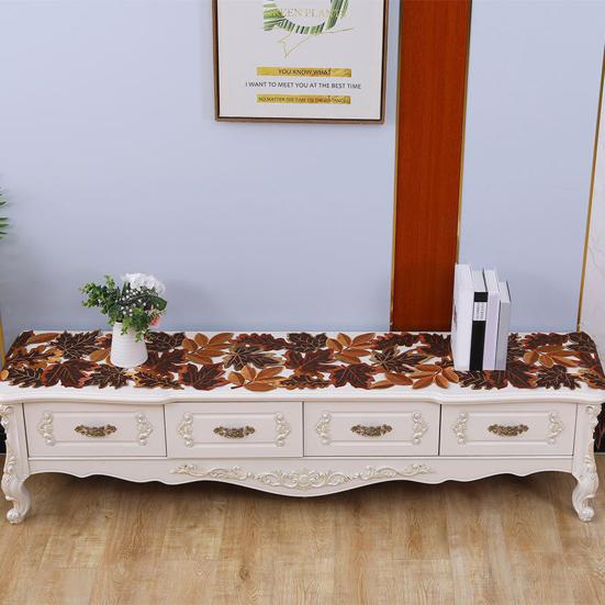 Autumn Maple Embroidered Placemat Hollow Design Insulation Pad Hot Plates Pots Table Runner Harvest Party Dining Accessories