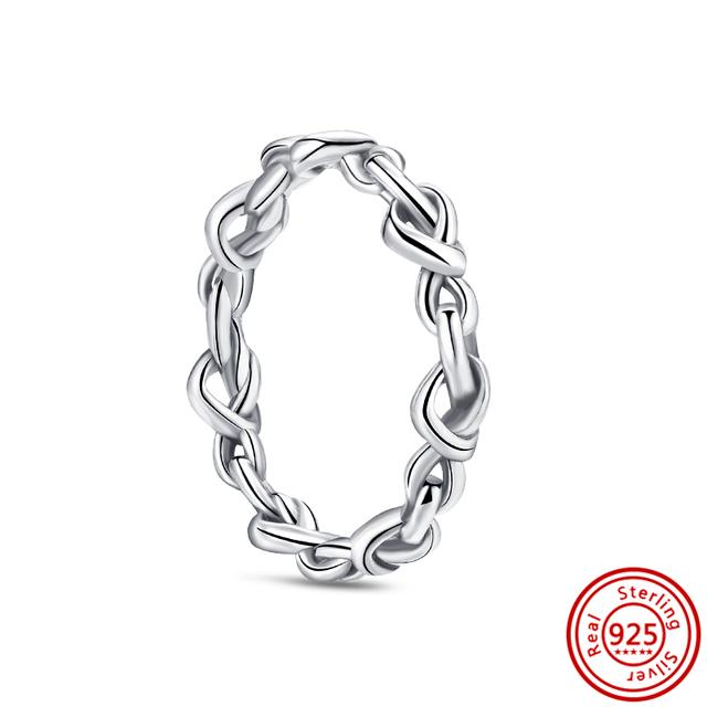 Новое весеннее кольцо с цветочным бантом и перьями, Корона клевера, сверкающее стерлинговое серебро 925 пробы, круглое кольцо, женское оригинальное европейское ювелирное украшение