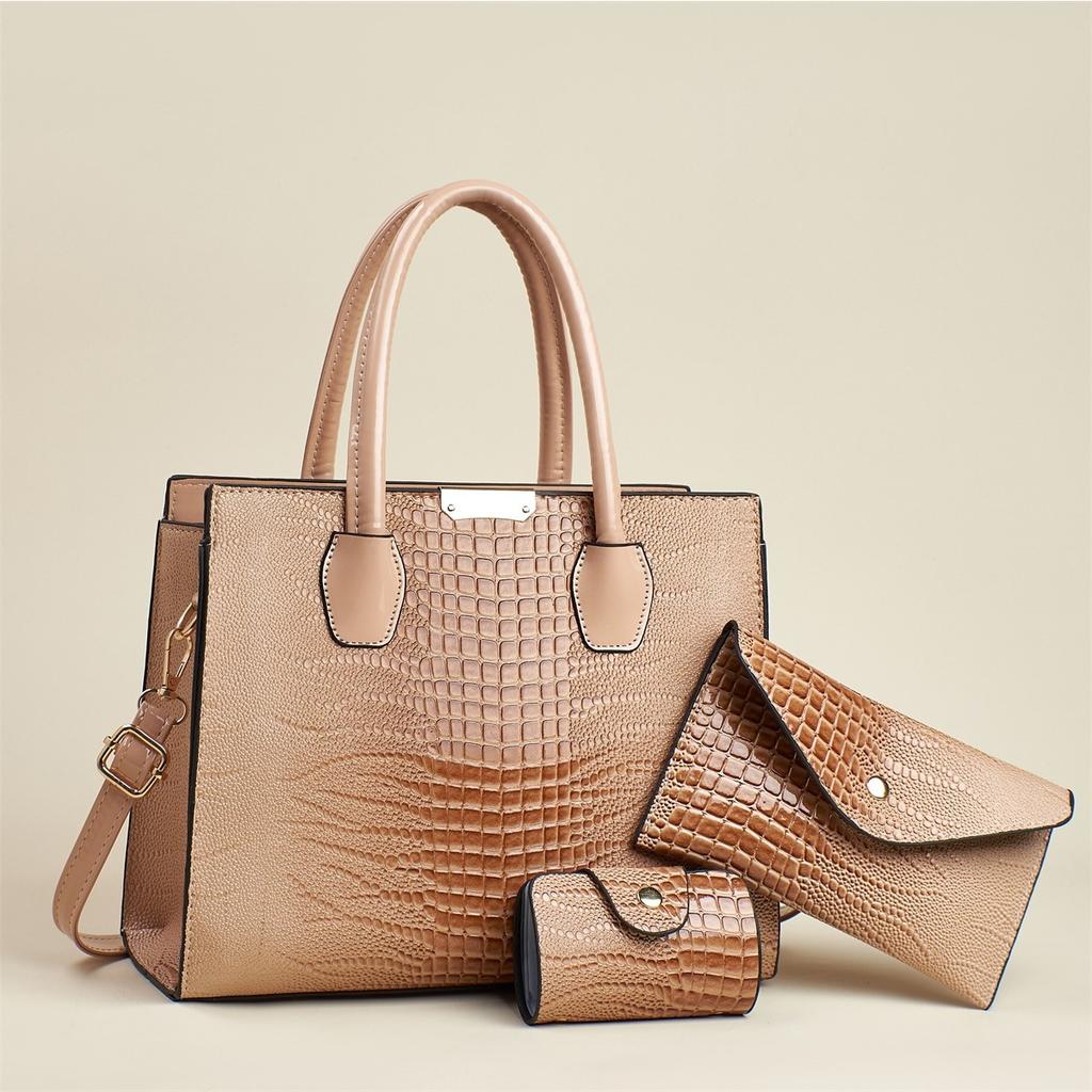 Новая модная сумка для поездок на работу из трех частей, сумка через плечо, женская сумка с принтом ящерицы, модная женская сумка