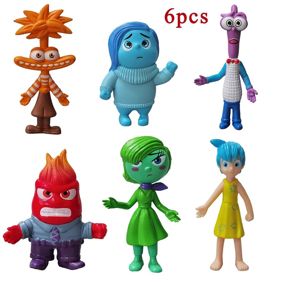 Набор из 6 шт. Игрушка Фигурка Действия Inside Out 2 Мультфильм Радость Тревога Гнев Грусть Отвращение Страх Модель Куклы Фигурки Подарок для Детей