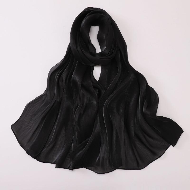 Solid Color Island Silk Crepe Long Scarf Ethnic Minority Women Headscarf