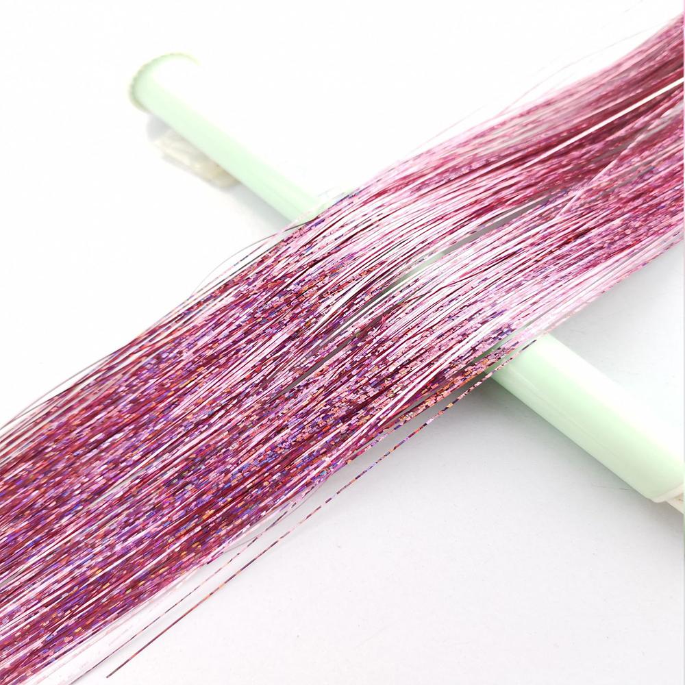 93/120cm Sparkle Synthetics Hair Extensions Tinsel Rainbow Colored Strands Girls Headwear Hairbinge Hair Laser False Decor