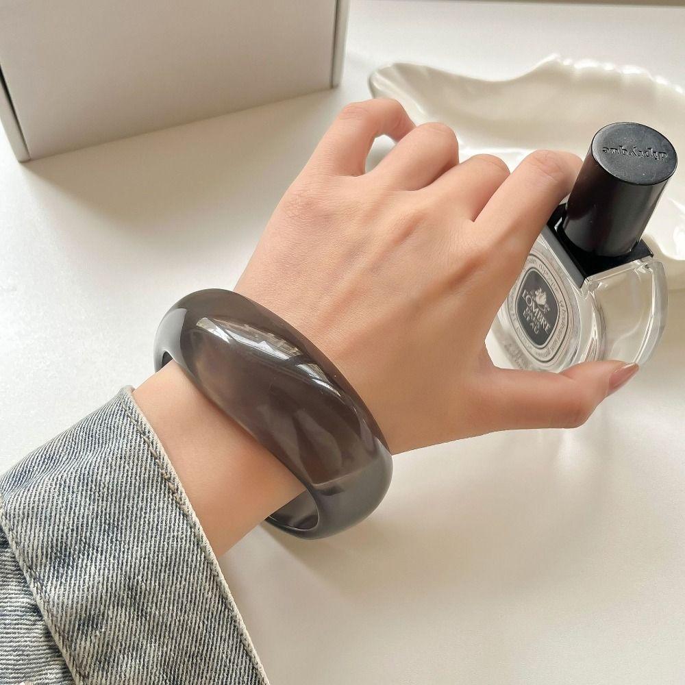 Bohemian Acrylic Bangle Shiny Transparent  Hand Ring Simple Irregular Wide Bracelet  Girls