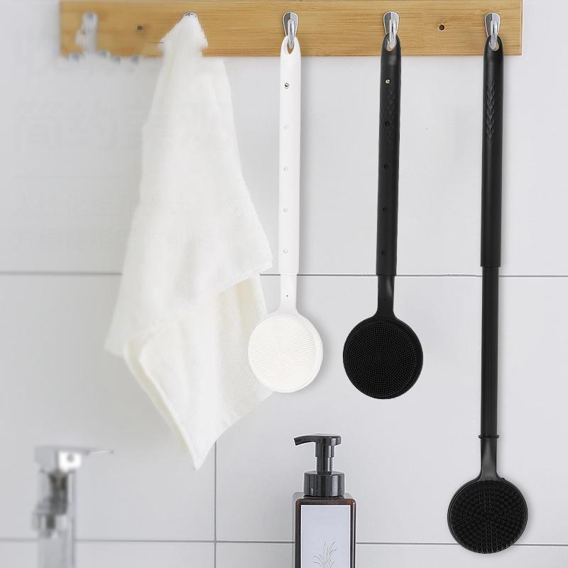 Силиконовая щетка для спины для душа, щетка для тела с телескопической регулируемой длинной ручкой, двусторонняя щетка для душа