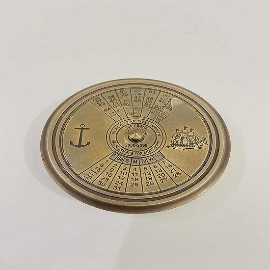 Nautical Solid Brass Vintage Finish 100 Years Calendar Compass with Robert Frost Poem