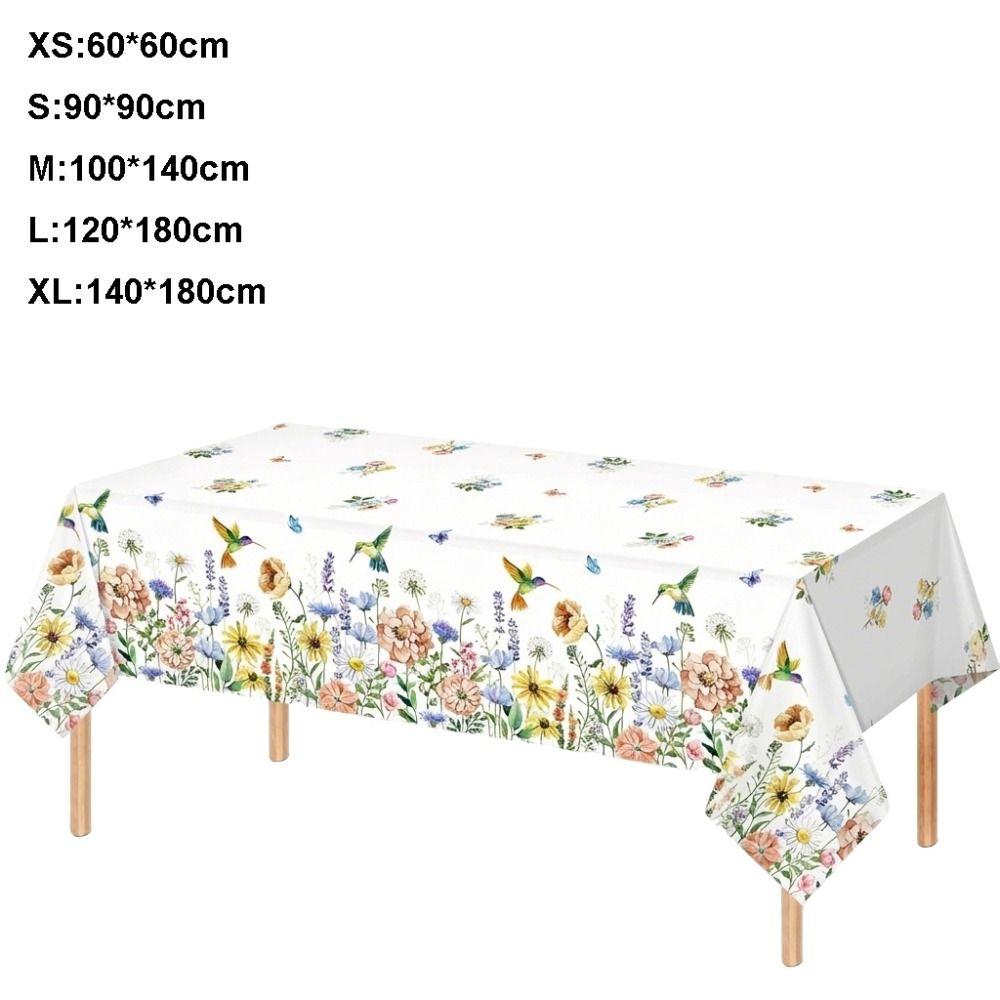 New Butterfly Wildflower Spring Floral Tablecloth Waterproof Reusable Table Mat Rectangle Shape DIY Table Cover Party