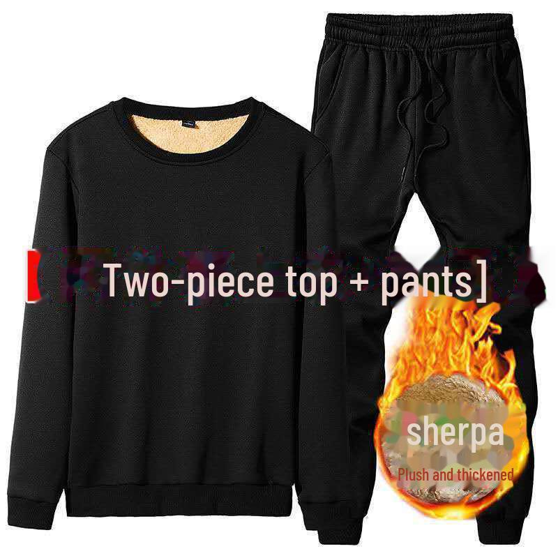 Мужской костюм из толстой овечьей шерсти с капюшоном - повседневный кардиган на молнии для осени и зимы