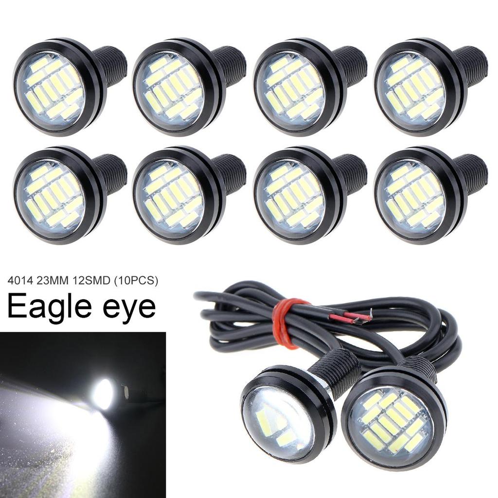 2 / 10 Pcs 23mm White Eagle Eye Light High Power 4014 12SMD 12V Car Fog DRL Bulb Reverse Backup Parking Signal Lamp